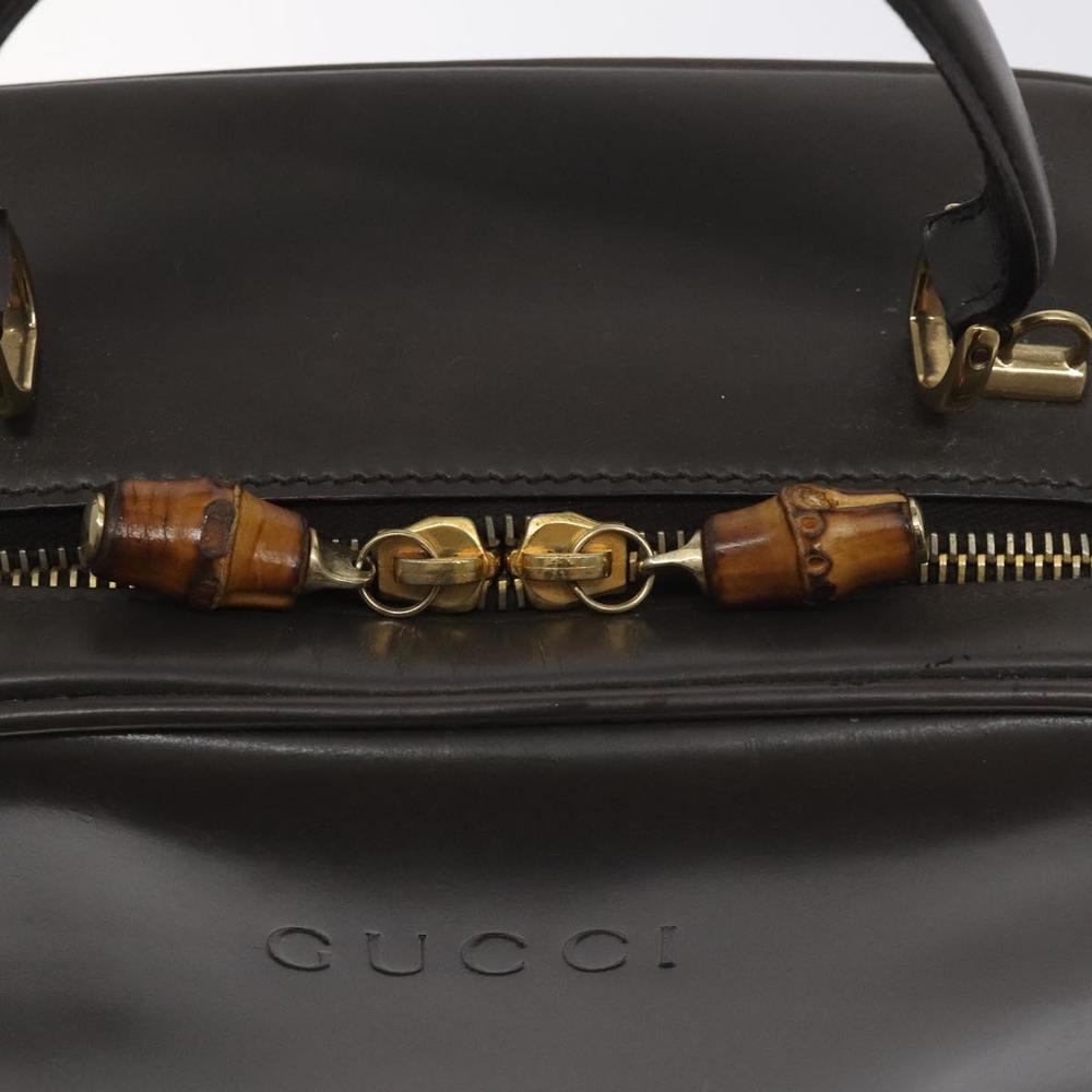 GUCCI Bamboo Hand Bag Patent leather Dark Brown Gold 000 270 0323 Auth 129452 - Picture 14 of 16